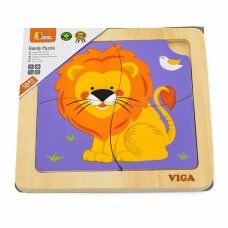 Деревянный мини-пазл Viga Toys Лев, 4 эл.