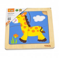 Деревянный мини-пазл Viga Toys Жираф, 4 эл.