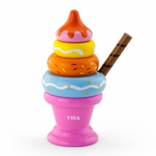 Игрушечные продукты Viga Toys Деревянная пирамидка-мороженое, розовый